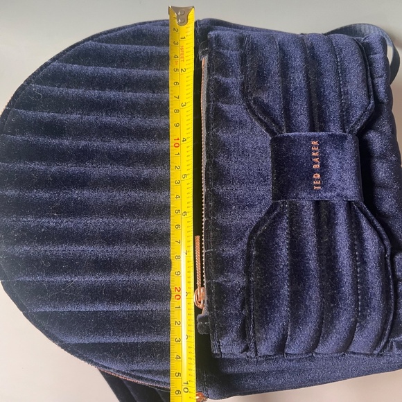 Ted Baker London Velvet Mini Backpack Navy Quilted Bow Rose Gold Hardware NWT main image 10